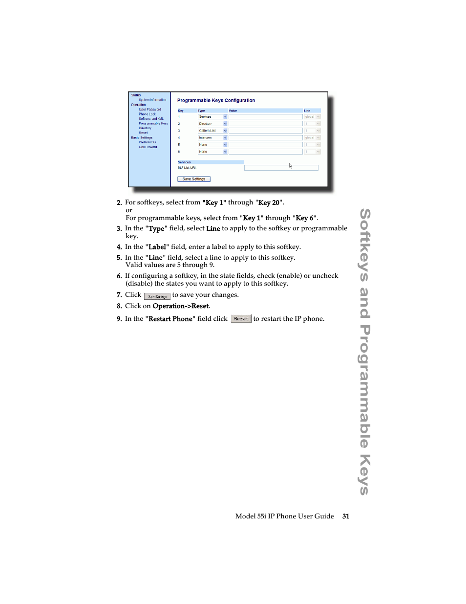 Softkeys and programmable keys | Aastra Telecom 55i IP Phone User Manual | Page 37 / 152