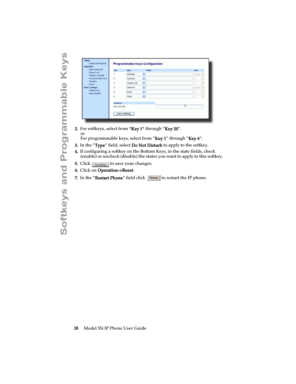 Softkeys and programmable keys | Aastra Telecom 55i IP Phone User Manual | Page 44 / 152