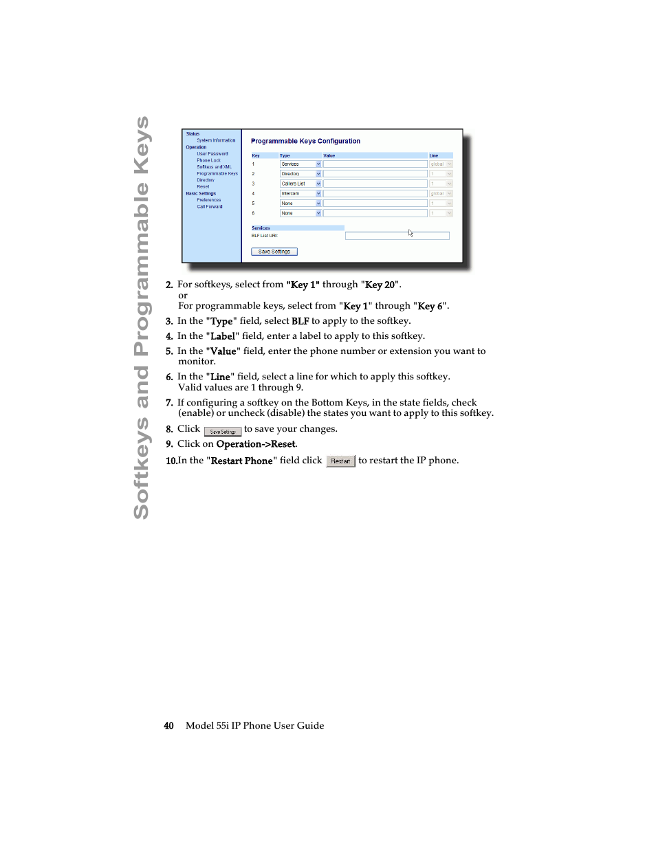Softkeys and programmable keys | Aastra Telecom 55i IP Phone User Manual | Page 46 / 152