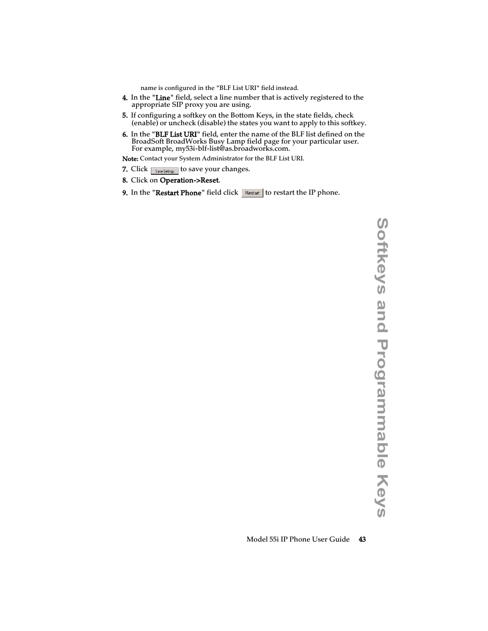 Softkeys and programmable keys | Aastra Telecom 55i IP Phone User Manual | Page 49 / 152