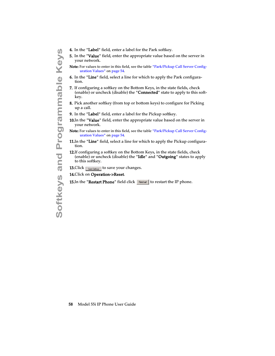 Softkeys and programmable keys | Aastra Telecom 55i IP Phone User Manual | Page 64 / 152