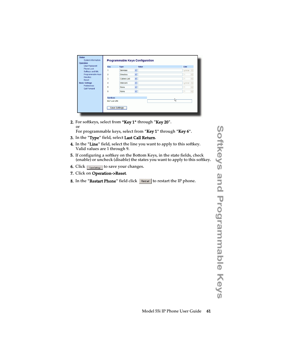Softkeys and programmable keys | Aastra Telecom 55i IP Phone User Manual | Page 67 / 152