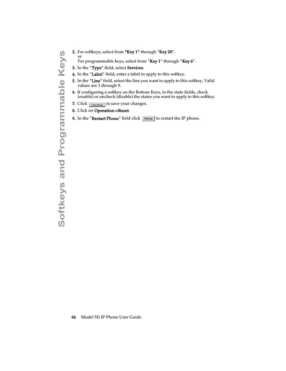 Softkeys and programmable keys | Aastra Telecom 55i IP Phone User Manual | Page 70 / 152