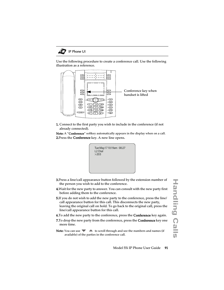 Handling calls | Aastra Telecom 55i IP Phone User Manual | Page 97 / 152