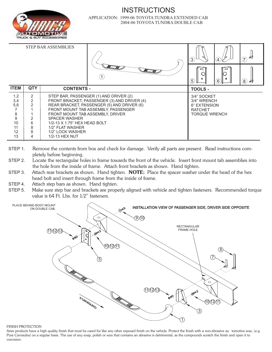 Aries Automotive 202006-2 User Manual | 1 page