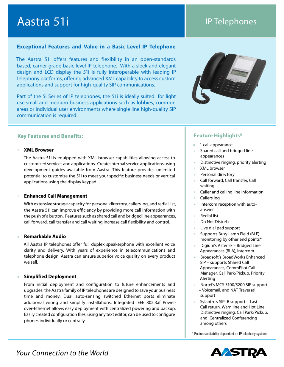 Aastra Telecom IP TELEPHONES 51I User Manual | 2 pages