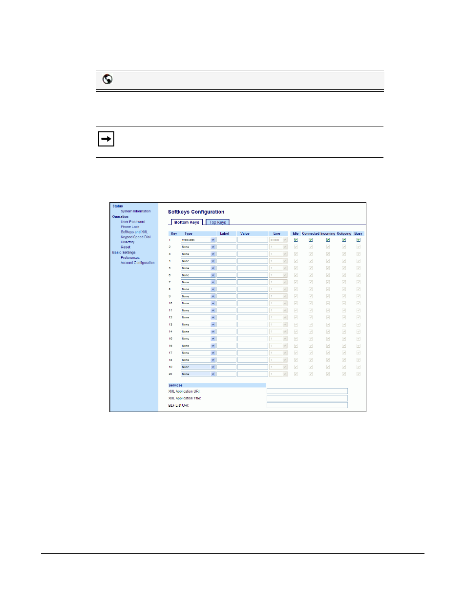 Line keys and softkeys | Aastra Telecom 6757I User Manual | Page 105 / 276