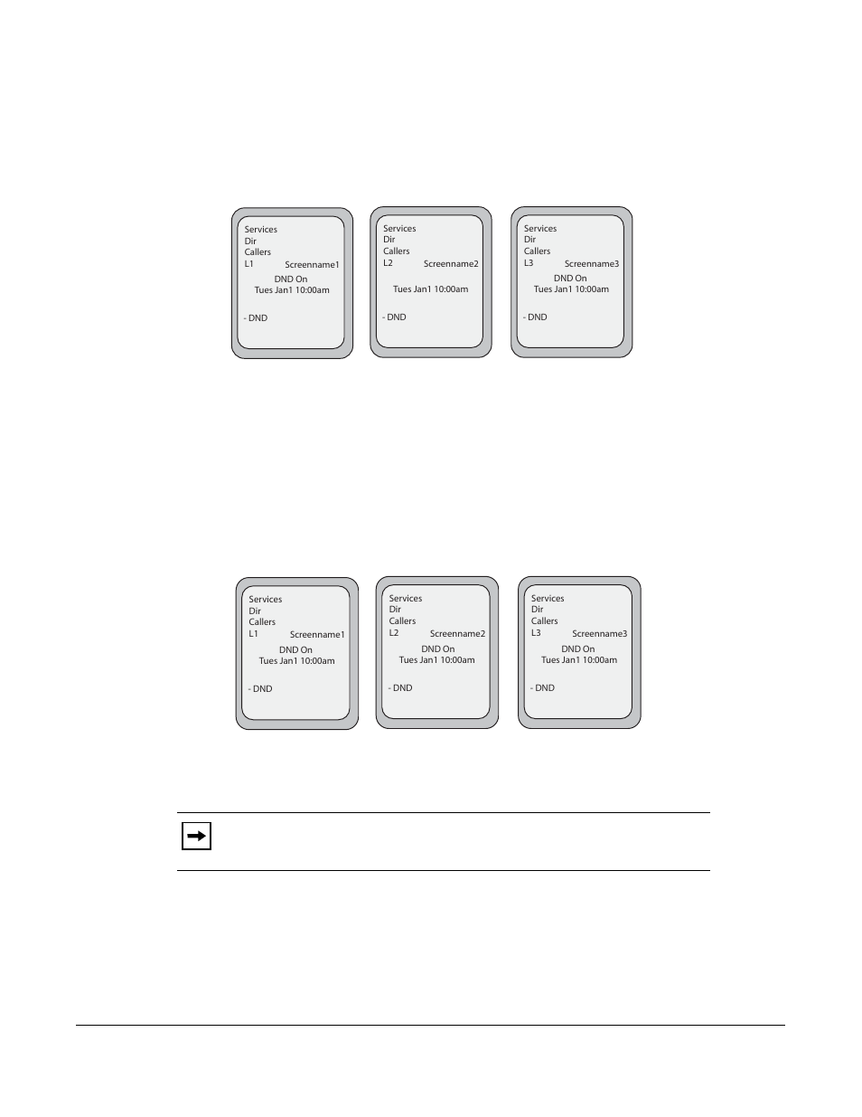 Dnd in account mode, Dnd in phone mode (default), Managing calls | Model 6757i ip phone user guide | Aastra Telecom 6757I User Manual | Page 199 / 276