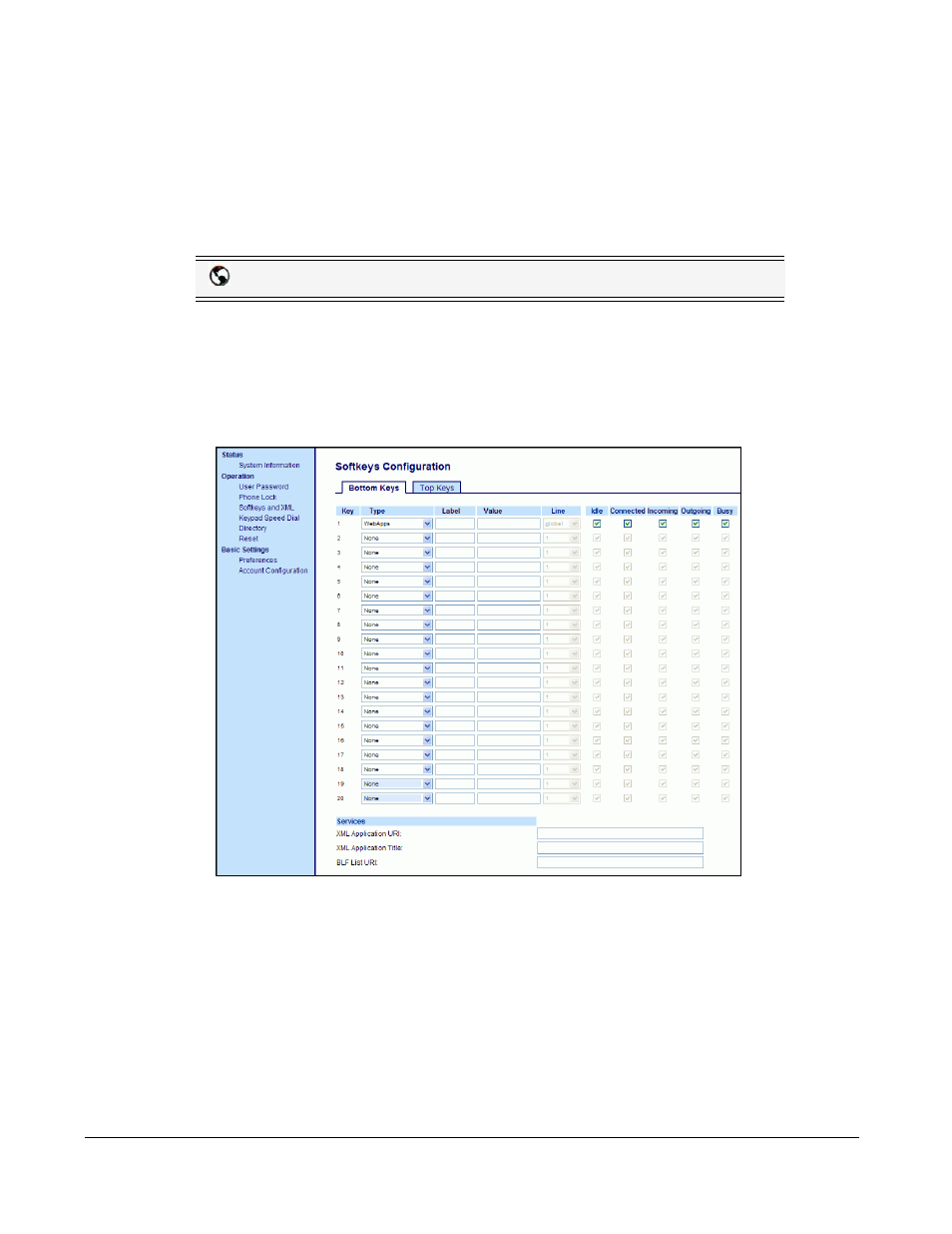 Configuring a line key, Line keys and softkeys | Aastra Telecom 6757I User Manual | Page 76 / 276