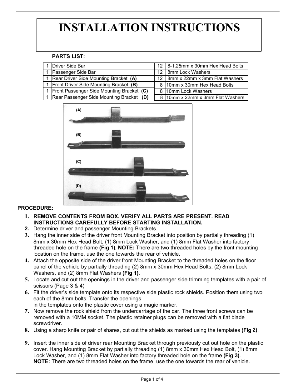 Aries Automotive S226010-2 User Manual | 4 pages