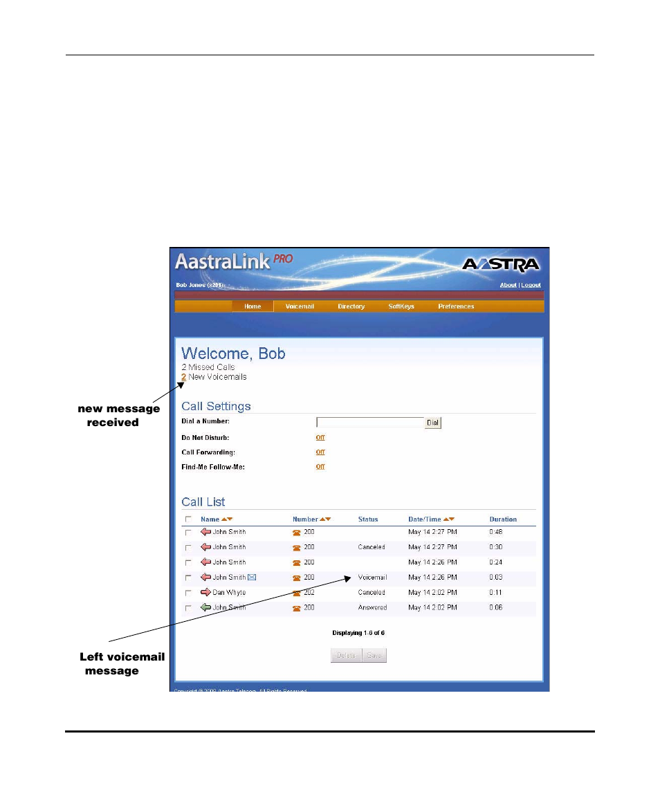 Using visual voicemail, Using visual voicemail -18 | Aastra Telecom Pro 160 User Manual | Page 126 / 230