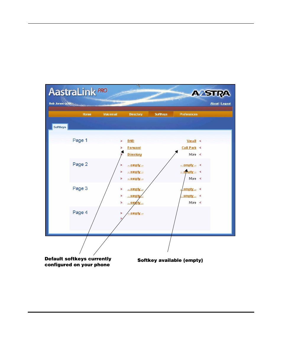 Configuring softkeys for your ip phone, Configuring softkeys for your ip phone -25, E, see | Configuring, Softkeys for your ip phone, Configuring softkeys for your, Ip phone | Aastra Telecom Pro 160 User Manual | Page 133 / 230