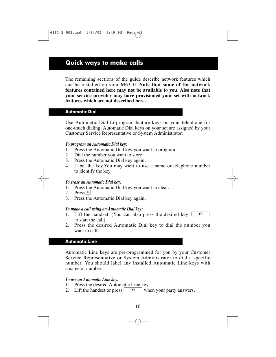 Quick ways to make calls | Aastra Telecom M6310 User Manual | Page 18 / 32