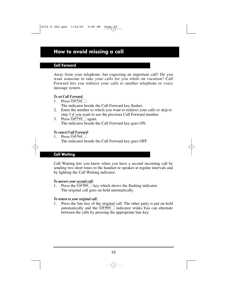 How to avoid missing a call | Aastra Telecom M6310 User Manual | Page 21 / 32