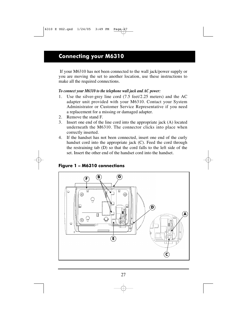 Connecting your m6310 | Aastra Telecom M6310 User Manual | Page 29 / 32