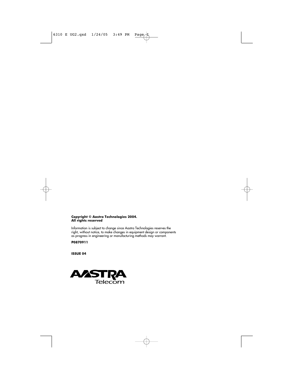 Aastra Telecom M6310 User Manual | Page 32 / 32