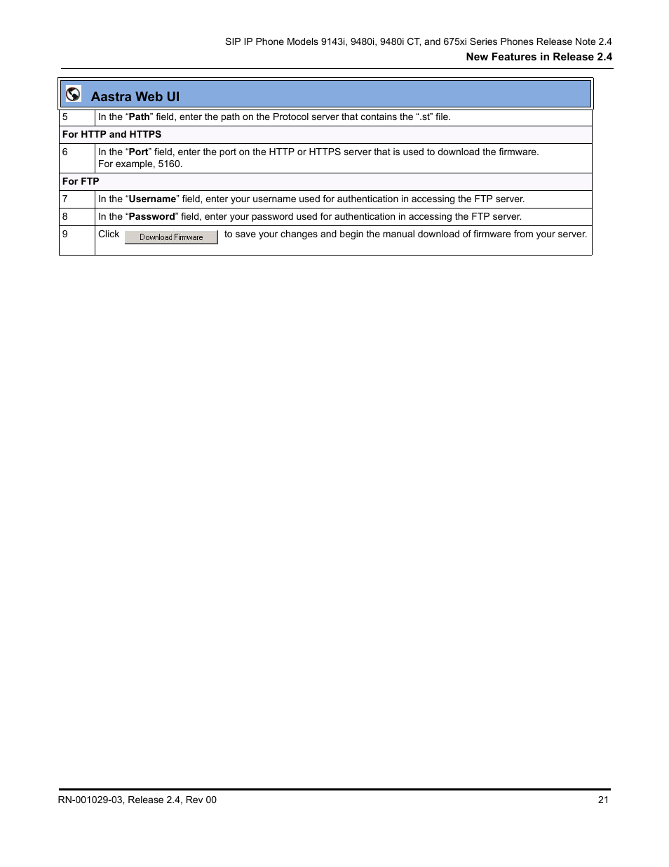 Aastra web ui | Aastra Telecom 675xi Series User Manual | Page 25 / 52