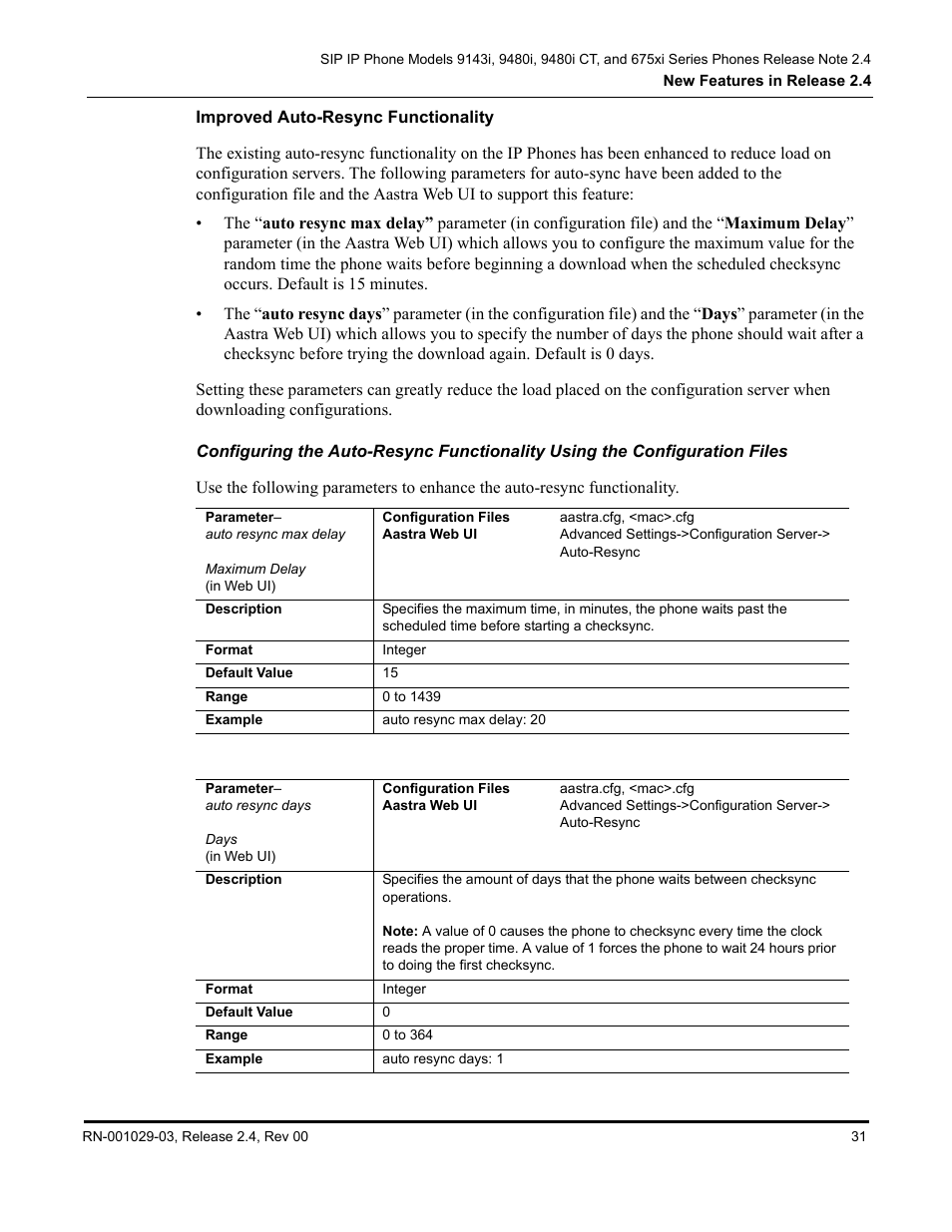 Improved auto-resync functionality | Aastra Telecom 675xi Series User Manual | Page 35 / 52