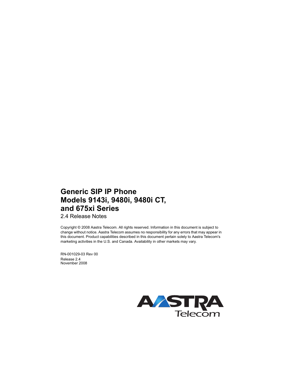 Aastra Telecom 675xi Series User Manual | Page 52 / 52