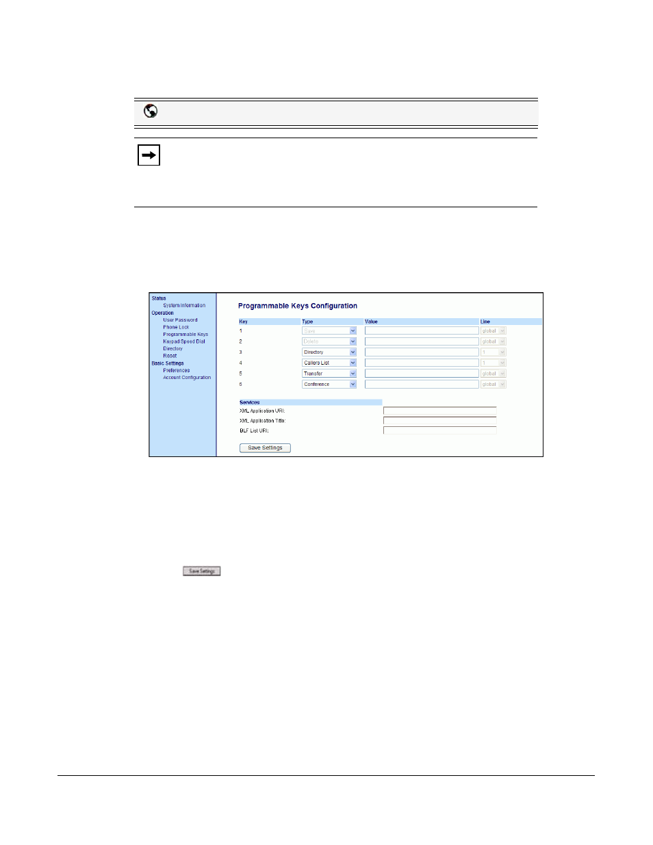 Configuring a transfer key, Line keys and programmable keys | Aastra Telecom 6753I User Manual | Page 105 / 226