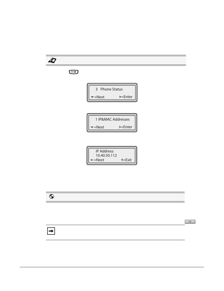 Finding your phone’s ip address, Phone status via the aastra web ui, Finding your phone’s ip | Address, Phone status | Aastra Telecom 6753I User Manual | Page 27 / 226