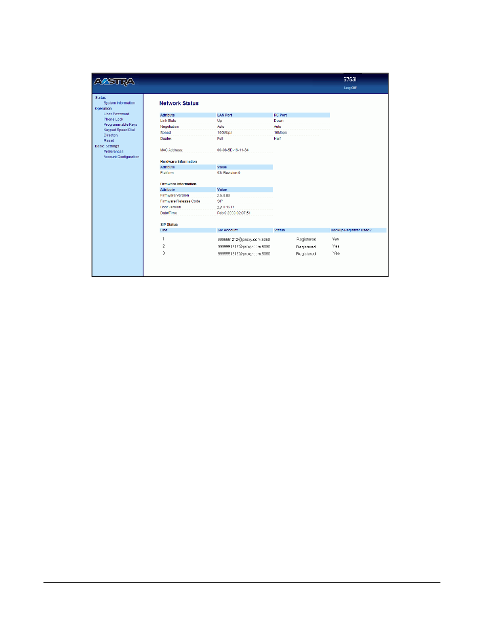 Phone status | Aastra Telecom 6753I User Manual | Page 28 / 226