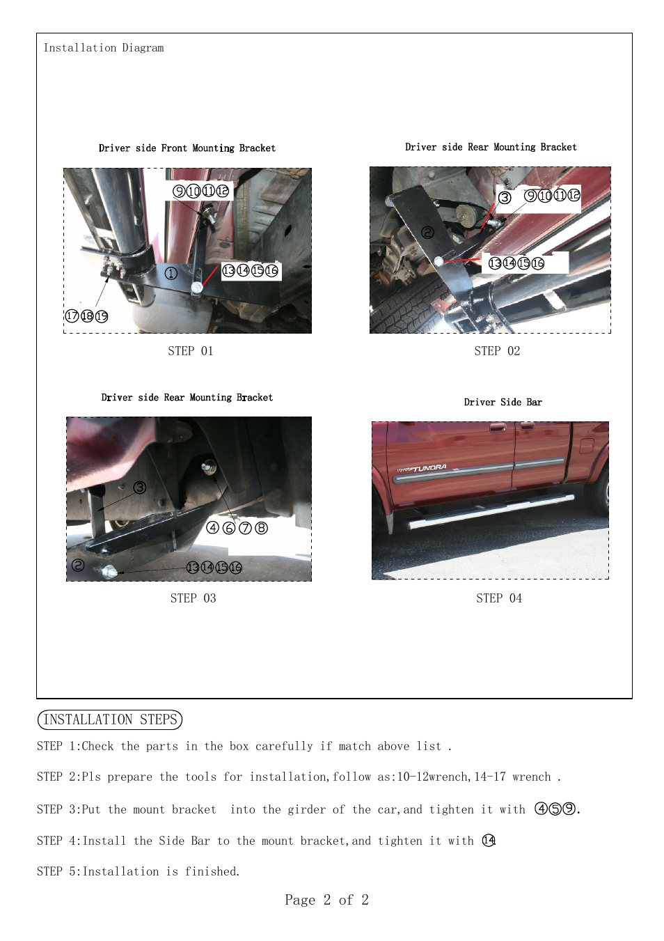 Aries Automotive 4516 User Manual | Page 2 / 2