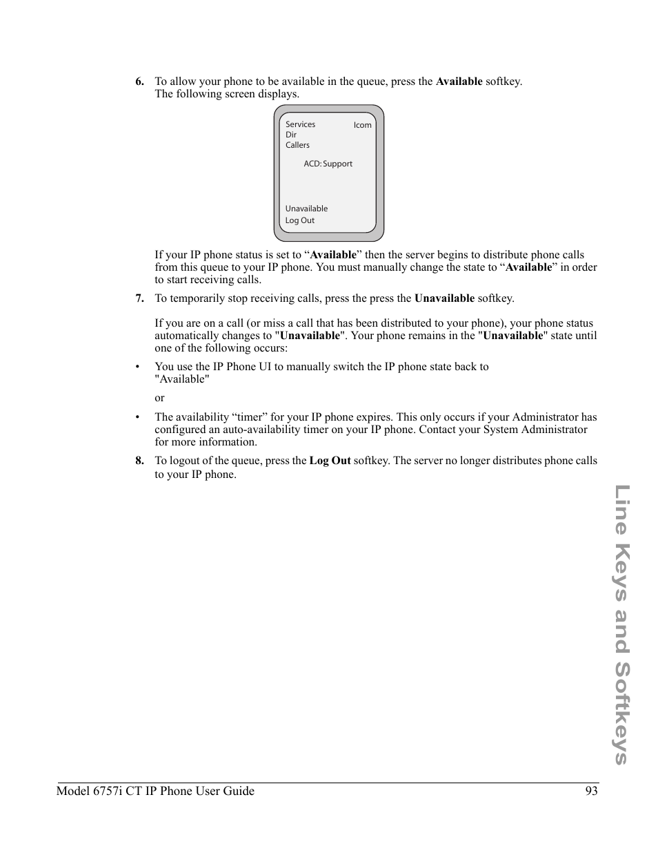 Line keys and softkeys | Aastra Telecom 6757I CT User Manual | Page 103 / 310
