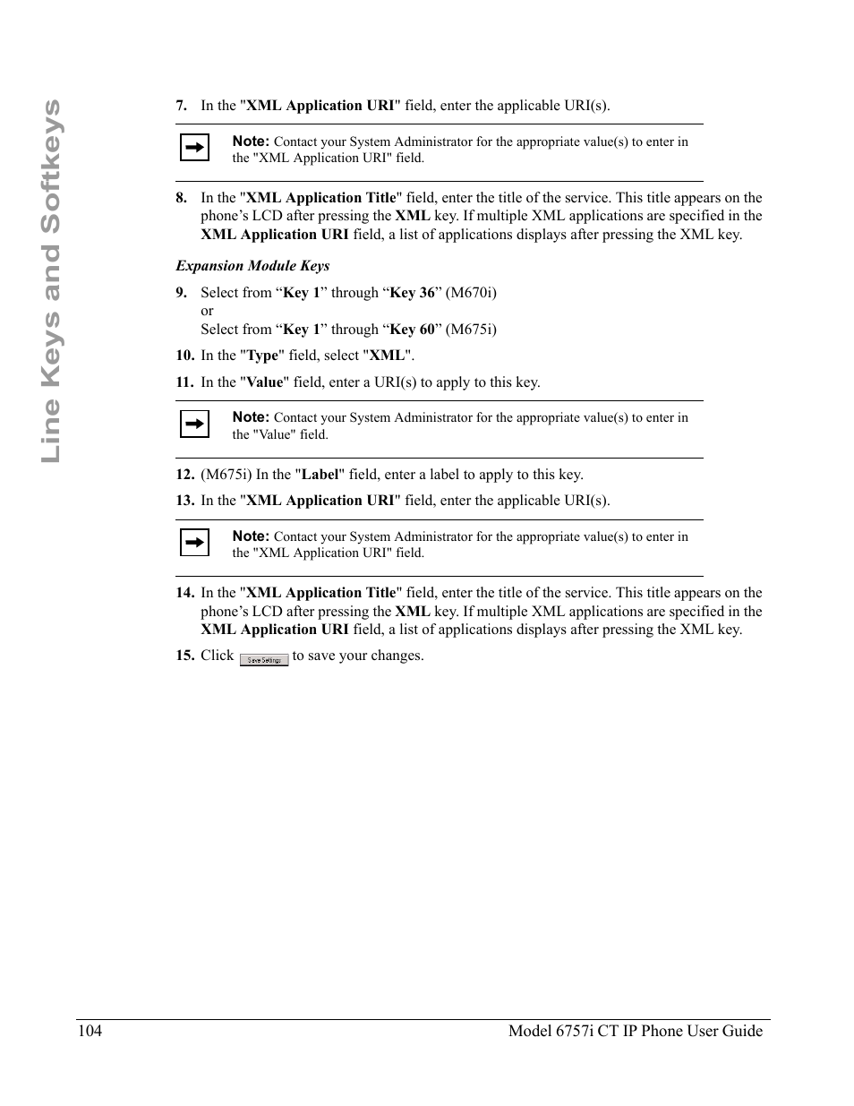 Line keys and softkeys | Aastra Telecom 6757I CT User Manual | Page 114 / 310