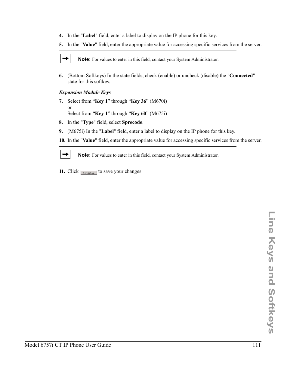Line keys and softkeys | Aastra Telecom 6757I CT User Manual | Page 121 / 310