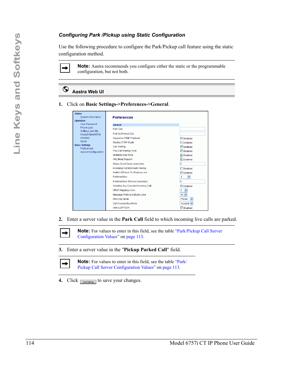 Line keys and softkeys | Aastra Telecom 6757I CT User Manual | Page 124 / 310
