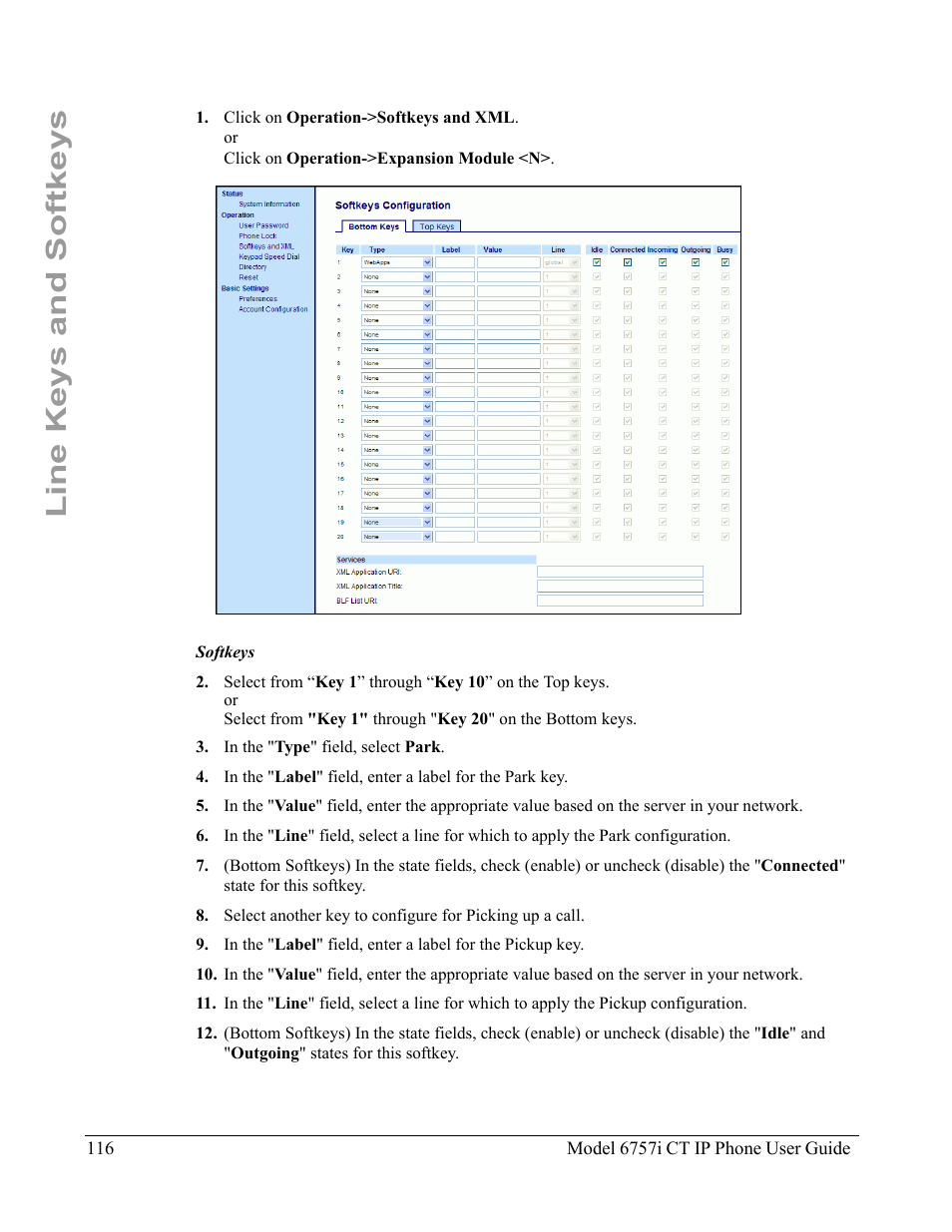 Line keys and softkeys | Aastra Telecom 6757I CT User Manual | Page 126 / 310