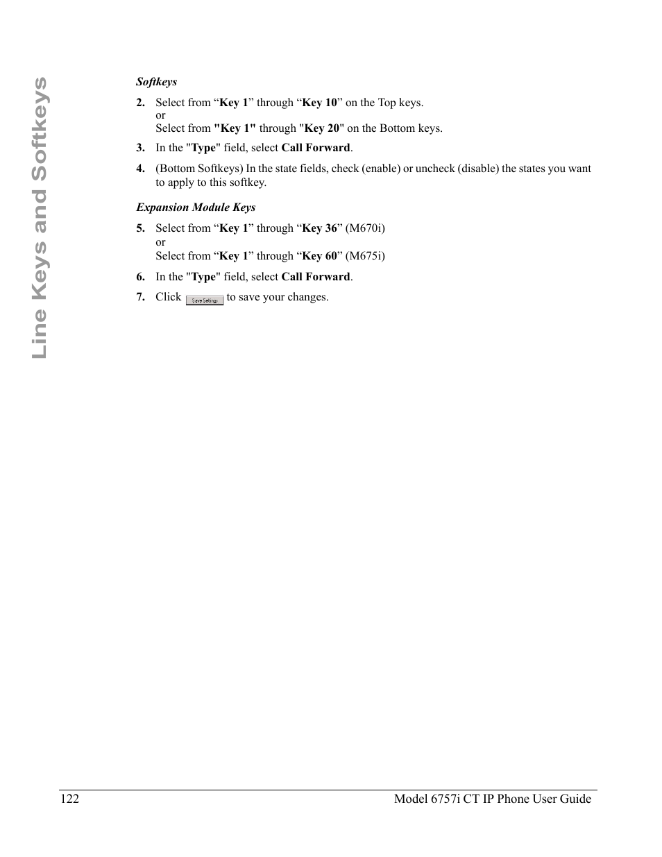 Line keys and softkeys | Aastra Telecom 6757I CT User Manual | Page 132 / 310