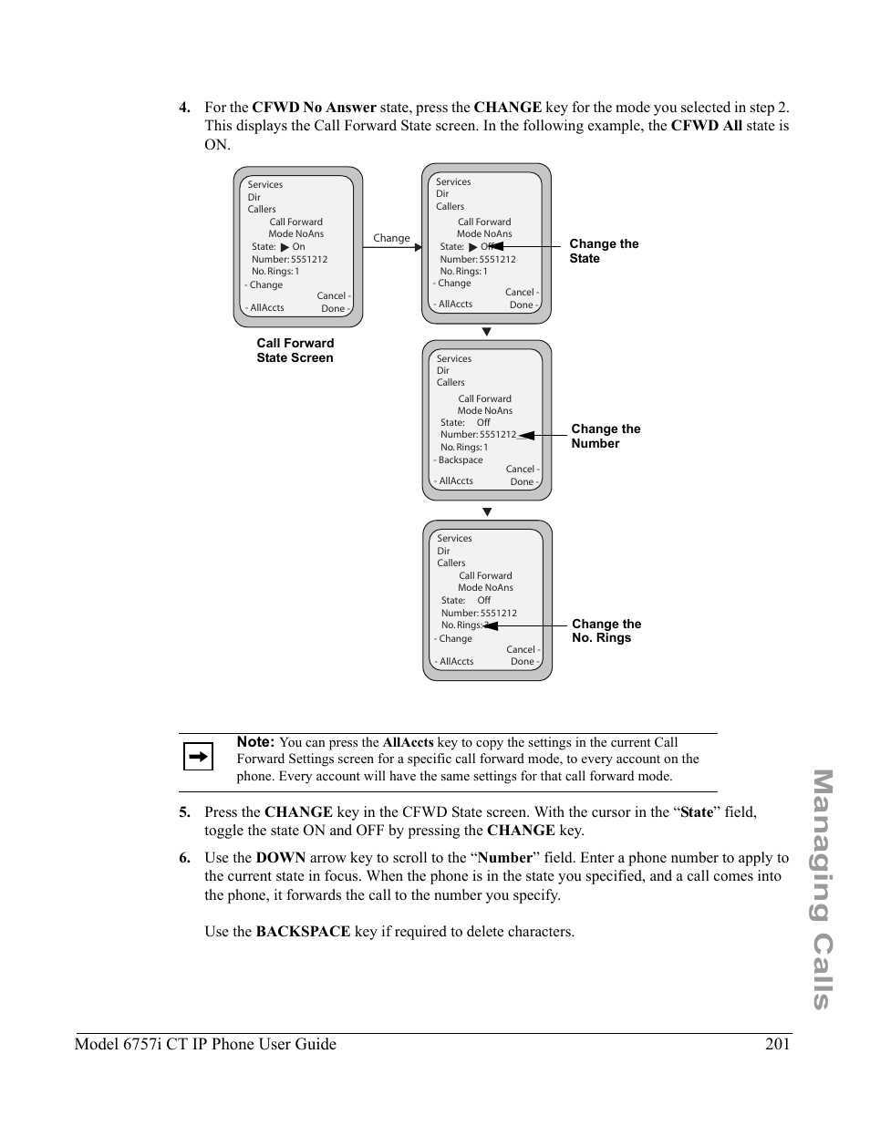 Managing calls, Model 6757i ct ip phone user guide | Aastra Telecom 6757I CT User Manual | Page 211 / 310