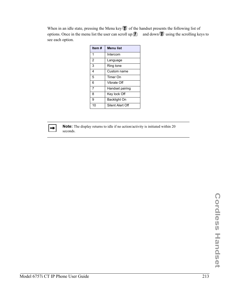 Cordless handset | Aastra Telecom 6757I CT User Manual | Page 223 / 310