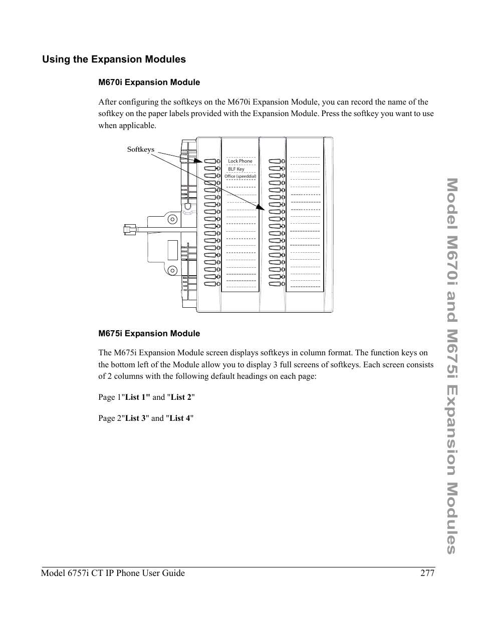 Using the expansion modules, M670i expansion module, M675i expansion module | Using the expansion, Modules | Aastra Telecom 6757I CT User Manual | Page 287 / 310