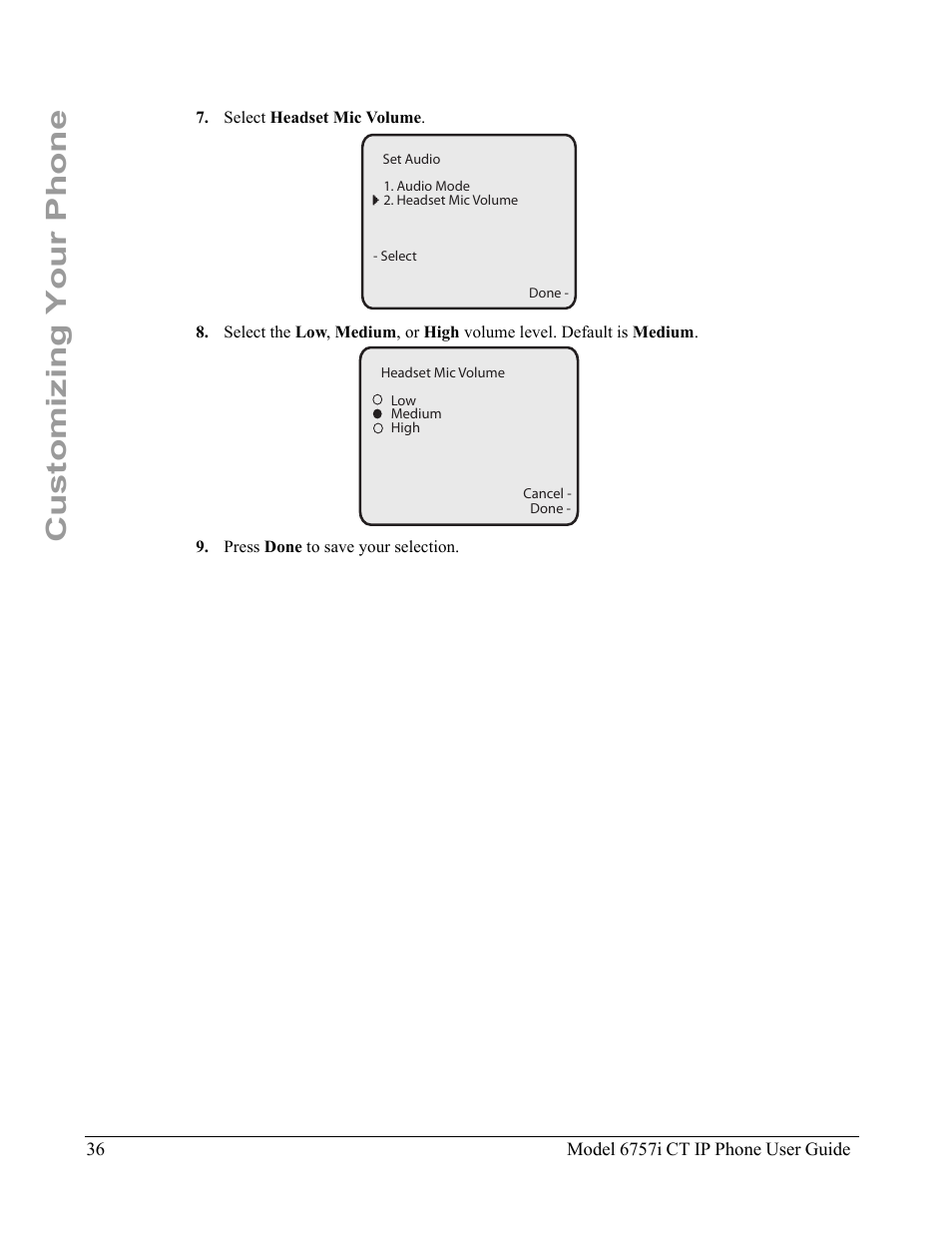 Customizing your phone | Aastra Telecom 6757I CT User Manual | Page 46 / 310
