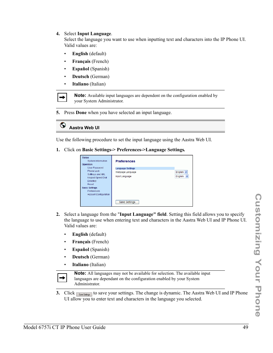Customizing your phone | Aastra Telecom 6757I CT User Manual | Page 59 / 310