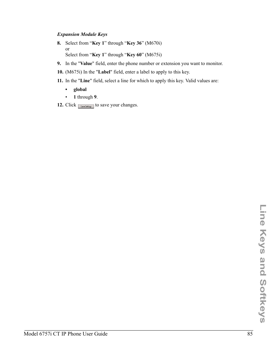 Line keys and softkeys | Aastra Telecom 6757I CT User Manual | Page 95 / 310