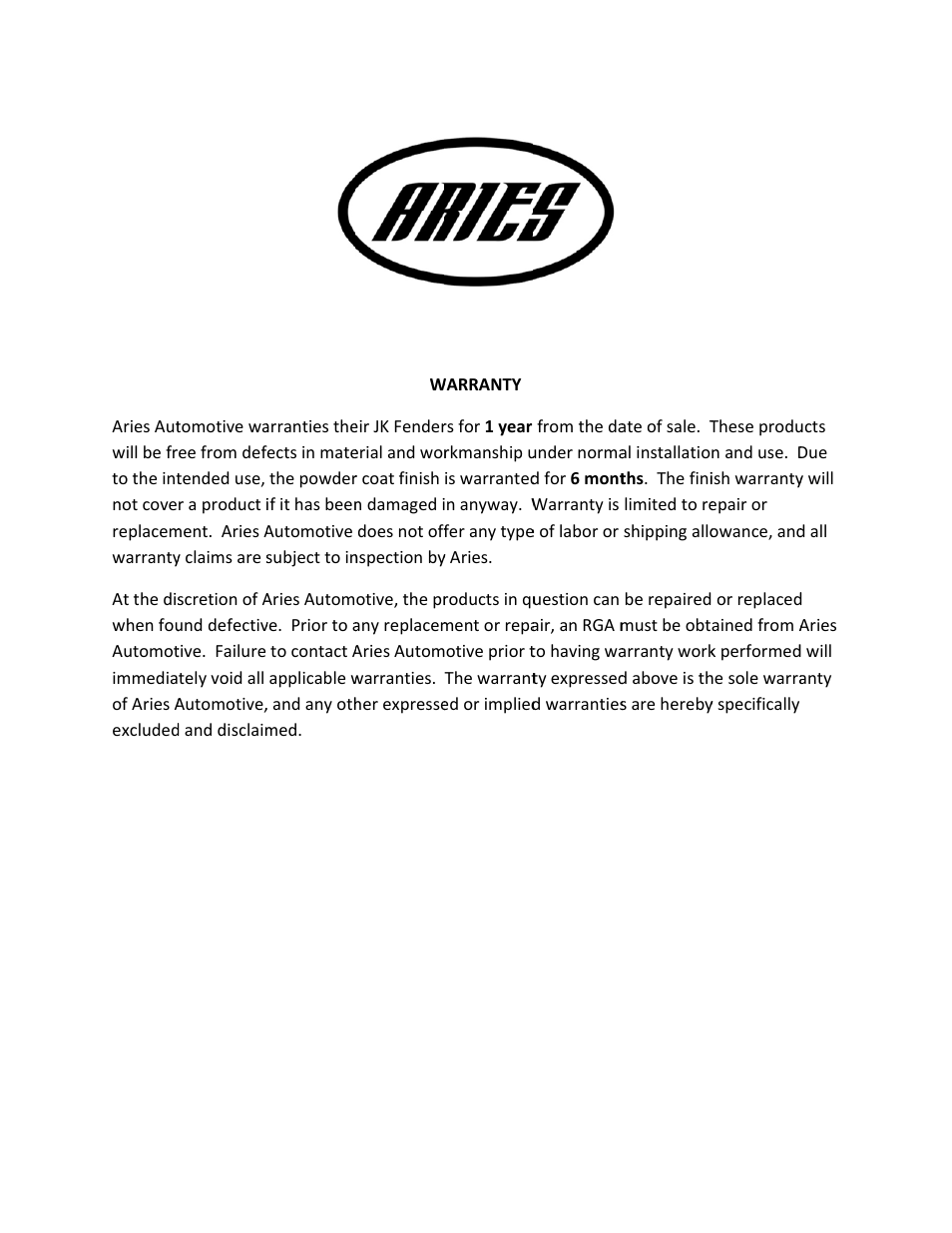 Aries Automotive 1500201 User Manual | Page 4 / 4