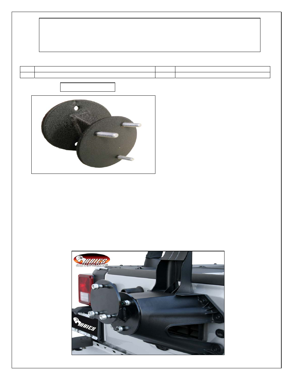 Aries Automotive 25630 User Manual | 1 page