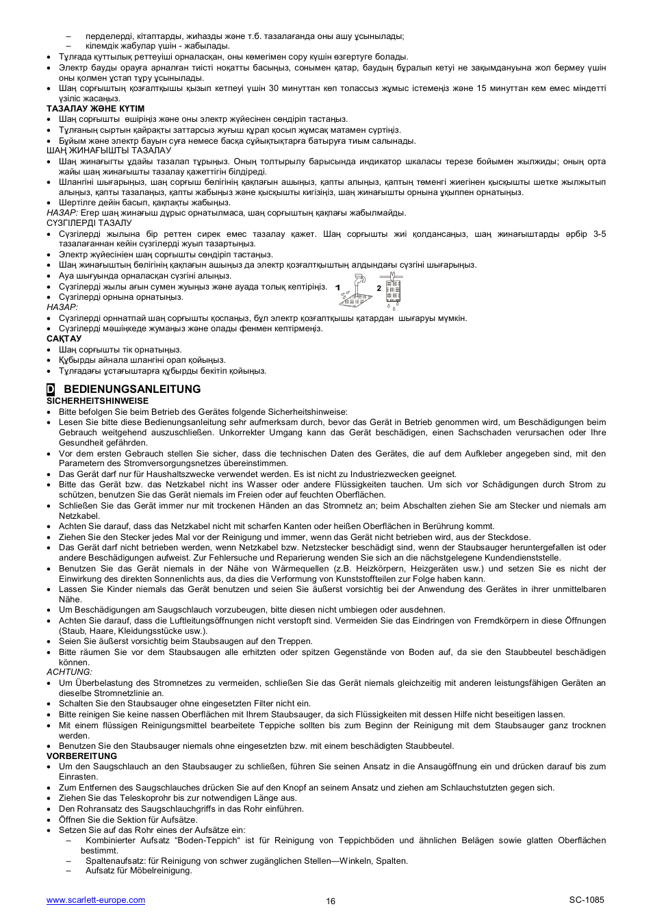 Dbedienungsanleitung | Scarlett SC-1085 User Manual | Page 16 / 18