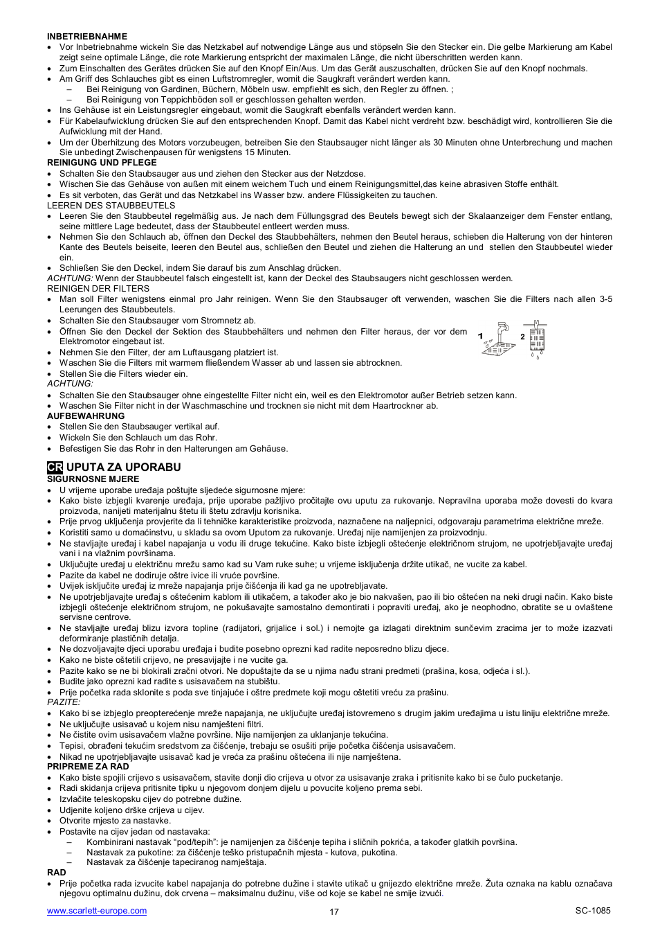 Cr uputa za uporabu | Scarlett SC-1085 User Manual | Page 17 / 18