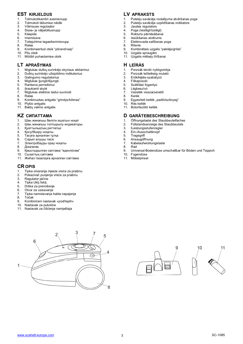 Kz d | Scarlett SC-1085 User Manual | Page 3 / 18