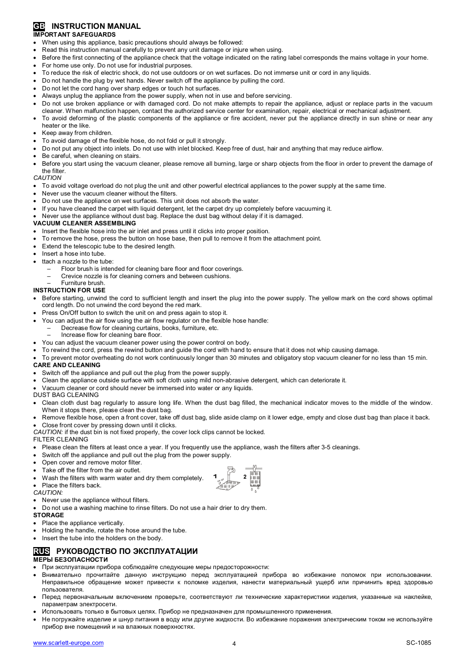 Gb instruction manual | Scarlett SC-1085 User Manual | Page 4 / 18