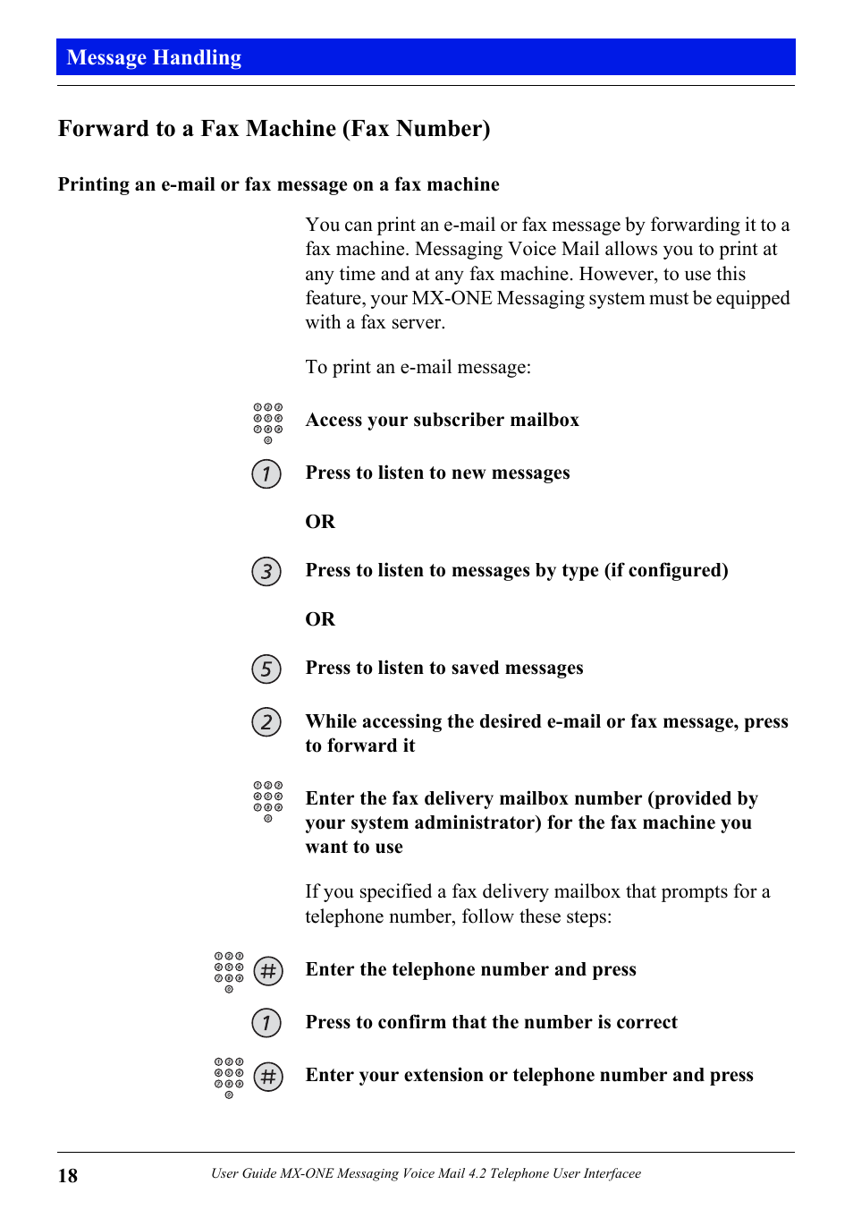 Forward to a fax machine (fax number) | Aastra Telecom MX-ONE 4.2 User Manual | Page 20 / 46