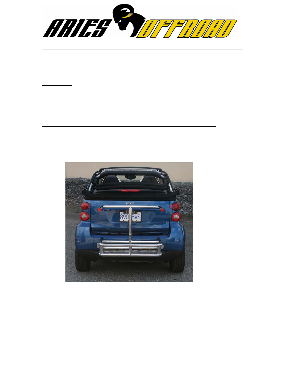 Aries Automotive TPS2504-2 User Manual | 1 page