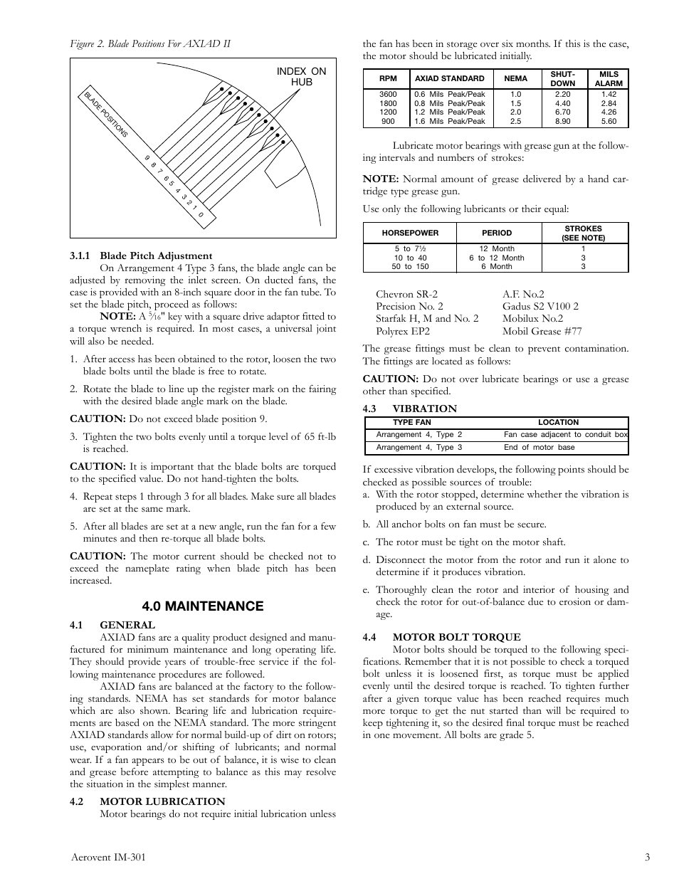 0 maintenance | Aerovent IM-301 User Manual | Page 3 / 4
