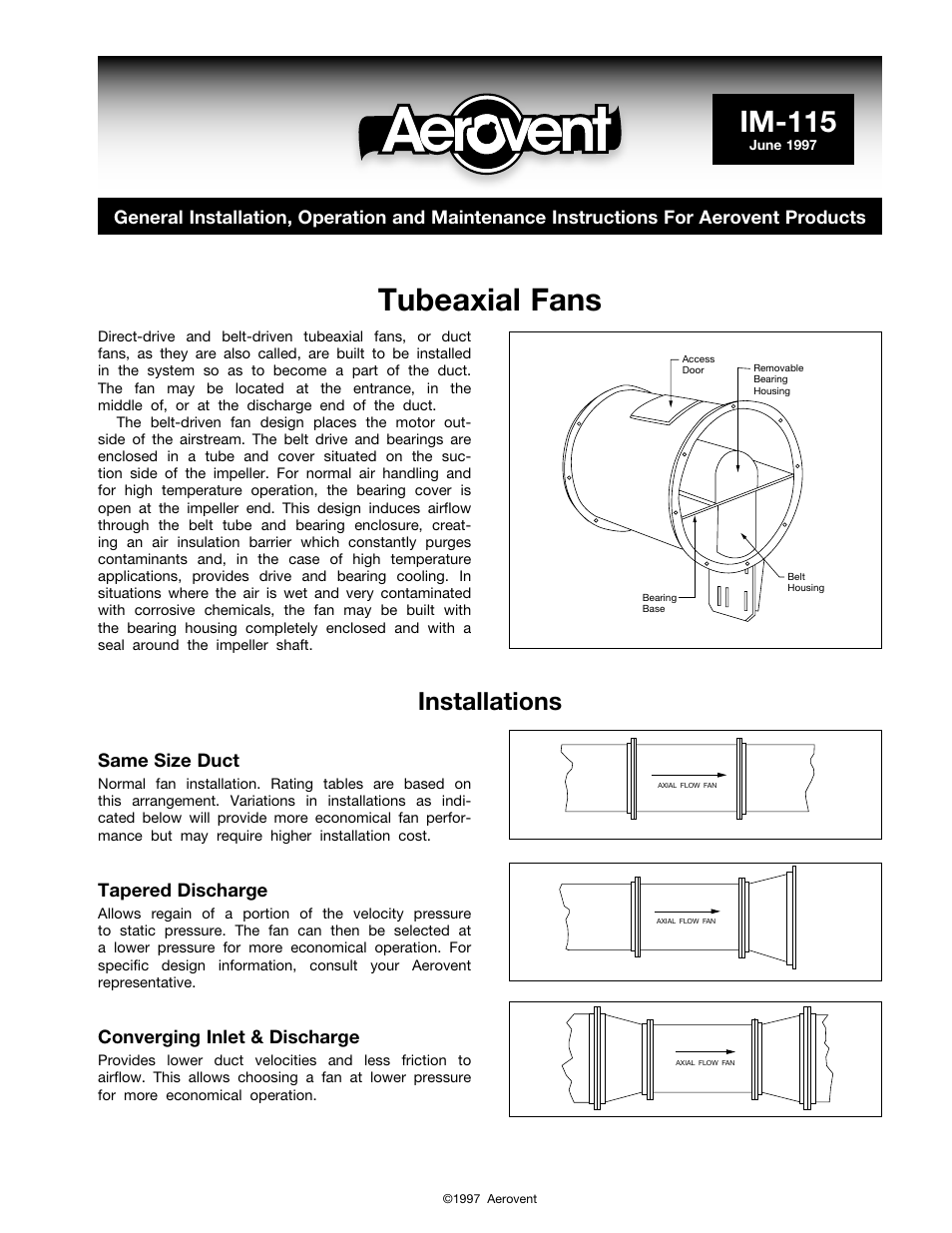 Aerovent IM-115 User Manual | 2 pages