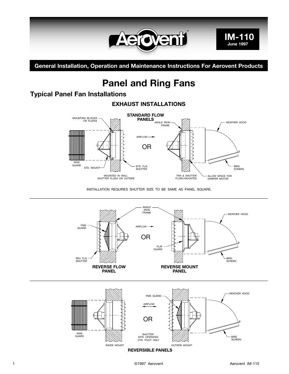 Aerovent IM-110 User Manual | 4 pages
